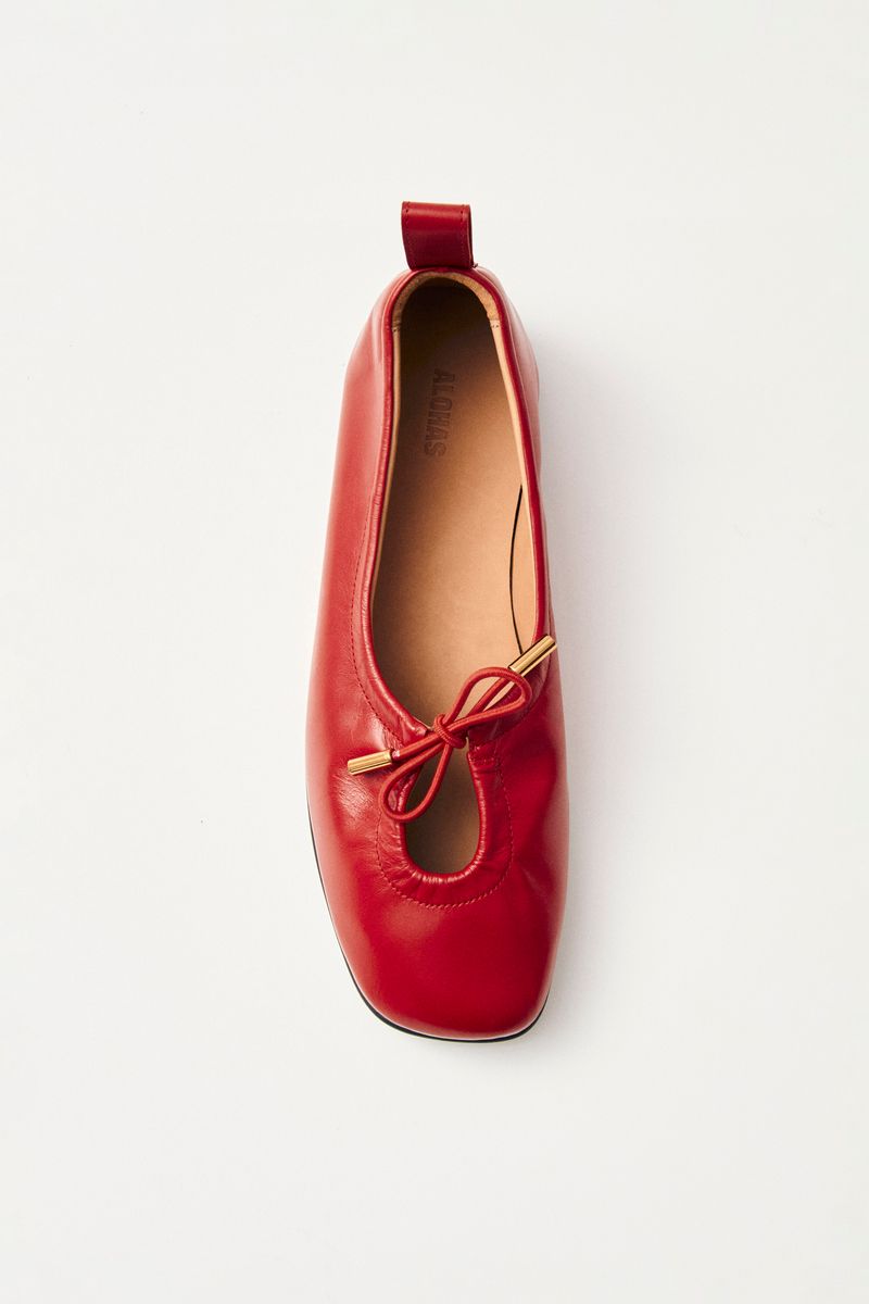 Rosalind Red Leather Ballet Flats