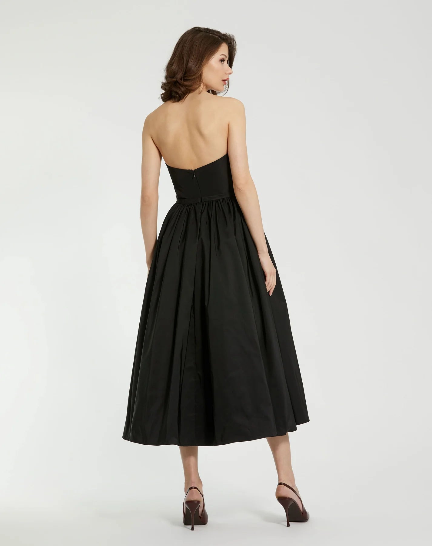 Faille Strapless A Line Midi Dress