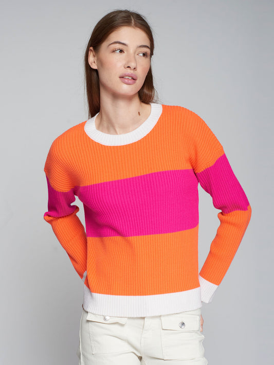 Color Block Sweater Orange and Pink