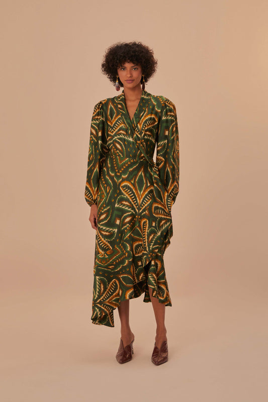 Pineapple Ikat Green Midi Dress