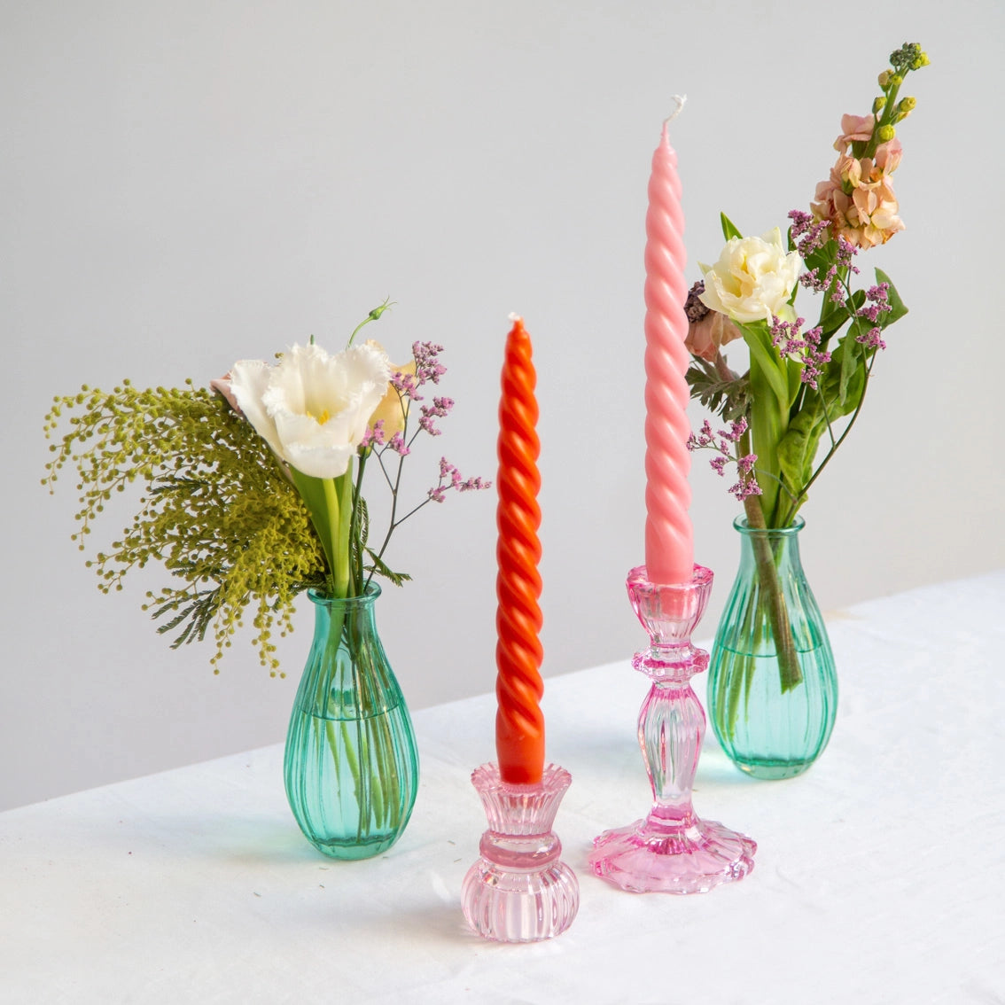 Orange and Pink Spiral Dinner Candles | 4 Pack