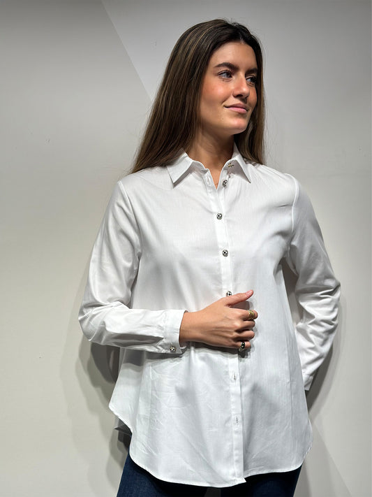 Shirt White Herringbone