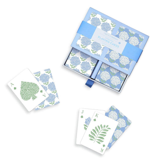 Hydrangea Double Deck Textured Playing Cards in Gift Box Includes 2 Colorways (each deck includes 52 cards and 2 jokers) - Pape