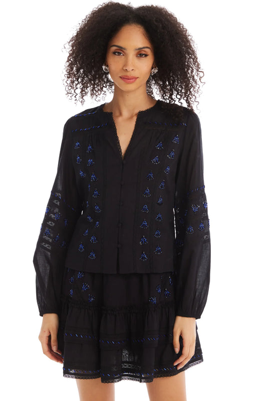 Beaded Blouse Maya- Black