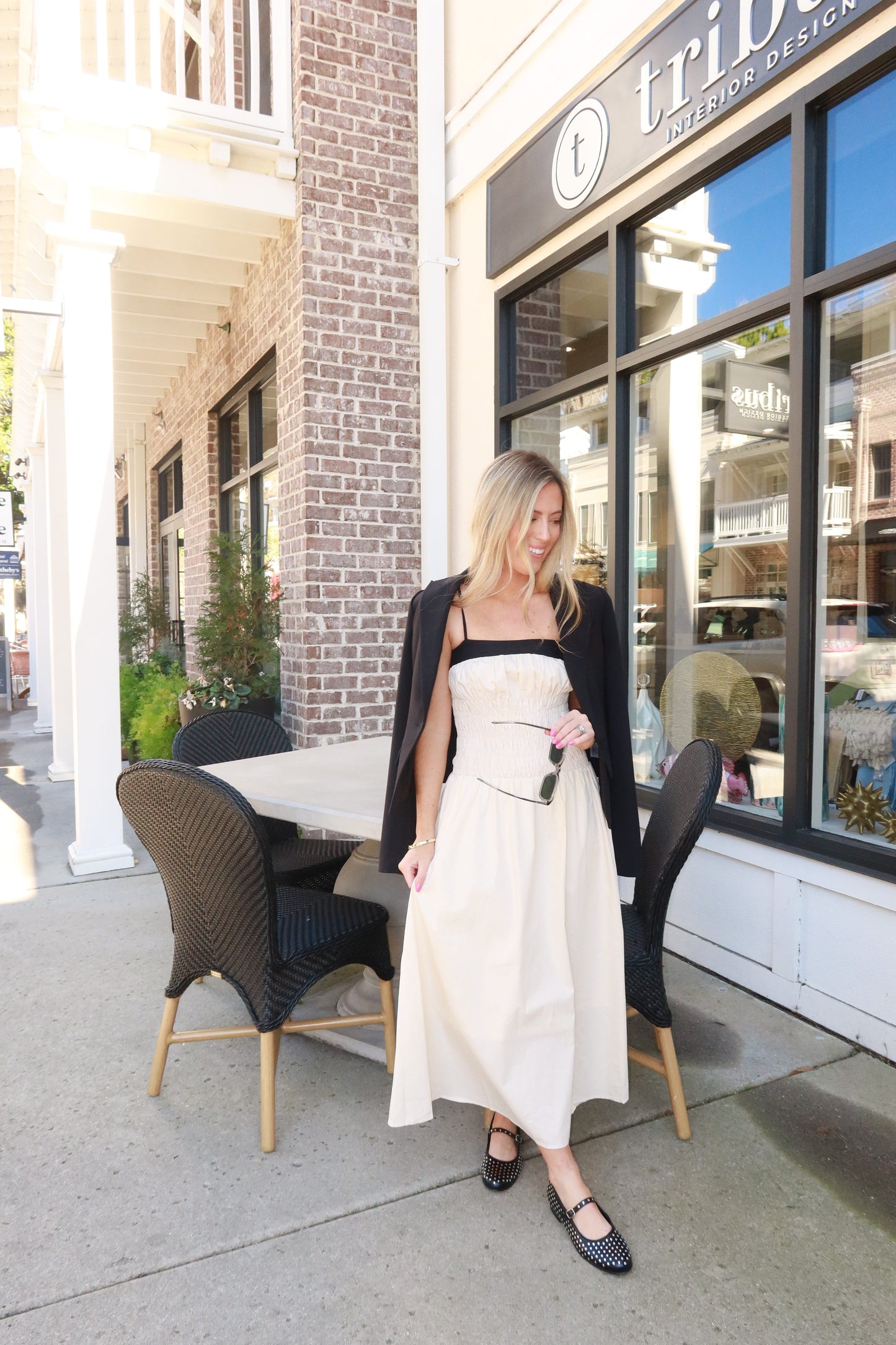 Ivory Smocked Midi Dress