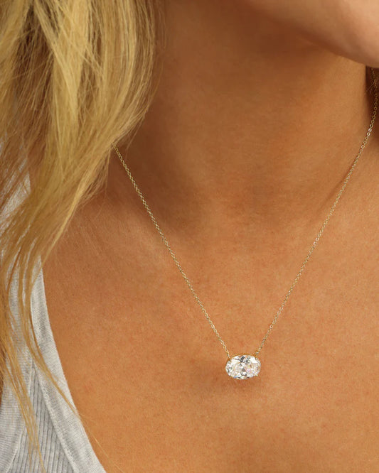 Hello Gorgeous! Necklace- Gold|White Diamondettes