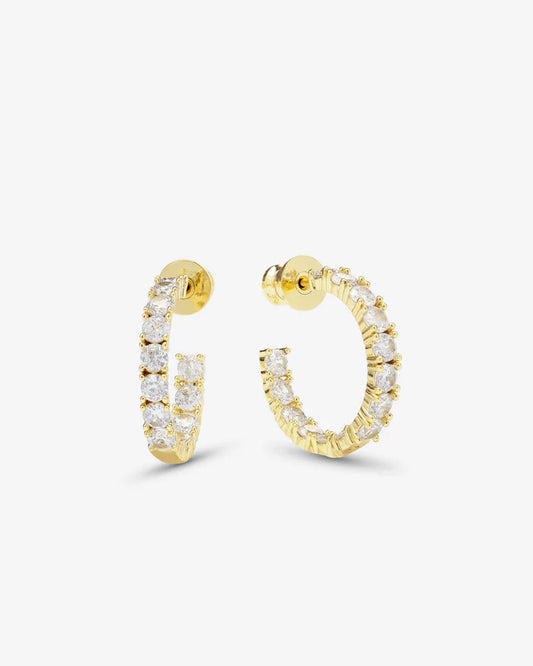 Heiress Hoops .75"- Gold|White Diamondettes