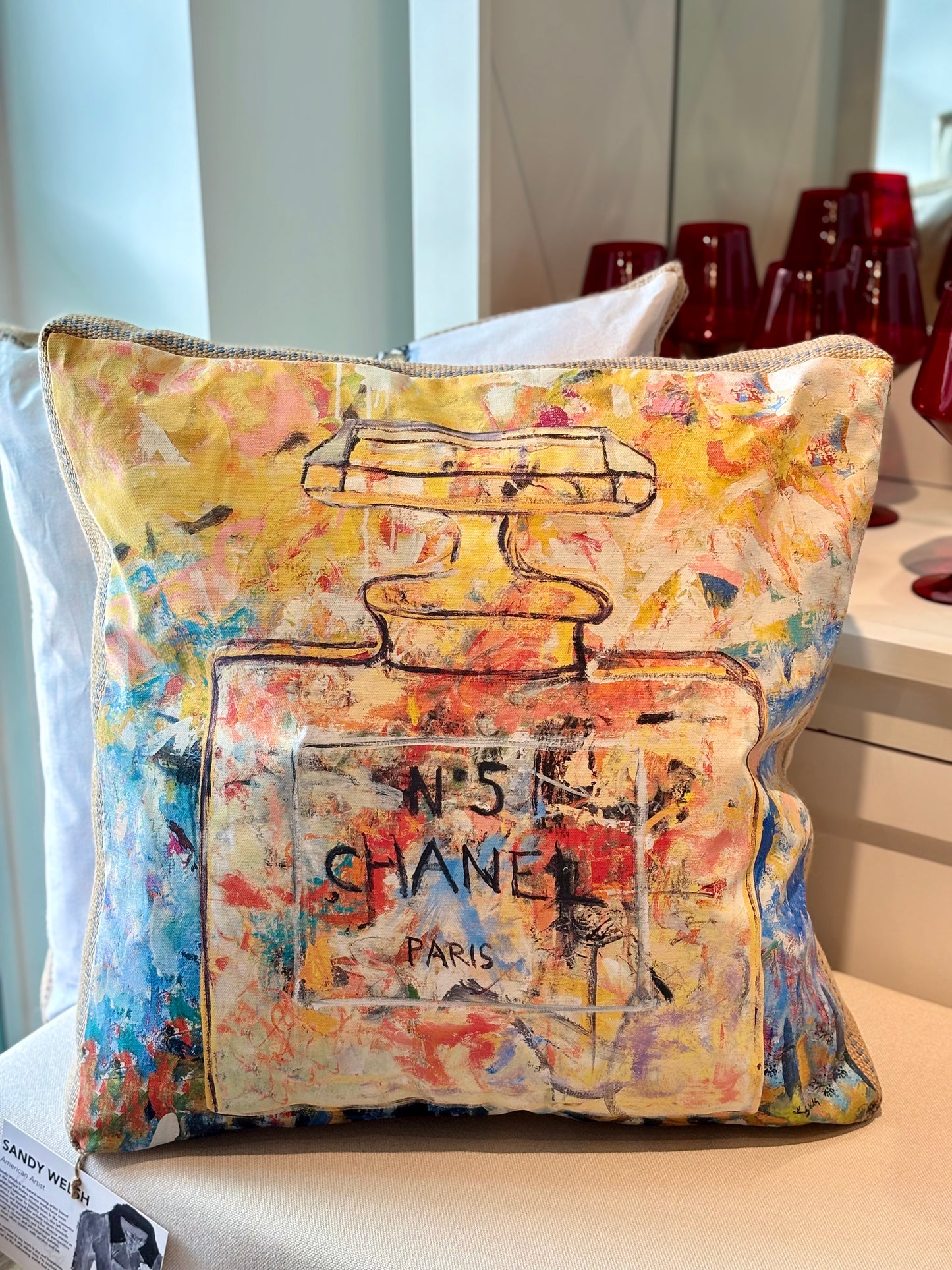 Orange Colorful Chanel N*5 Pillow