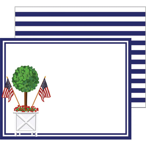 Flat Notecard Set- Patriotic Topiary