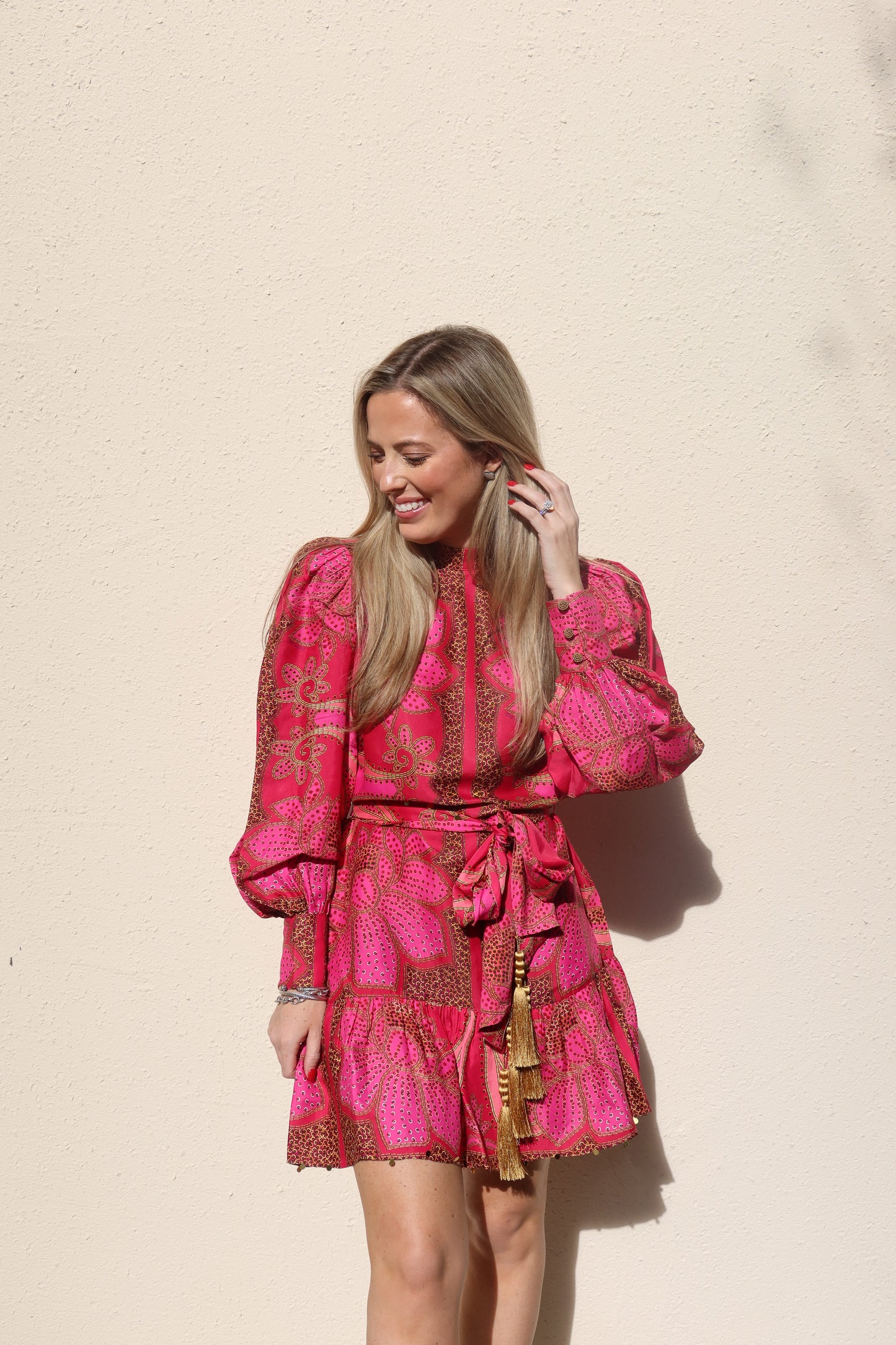 Pink Floral Glam Scarf Dress