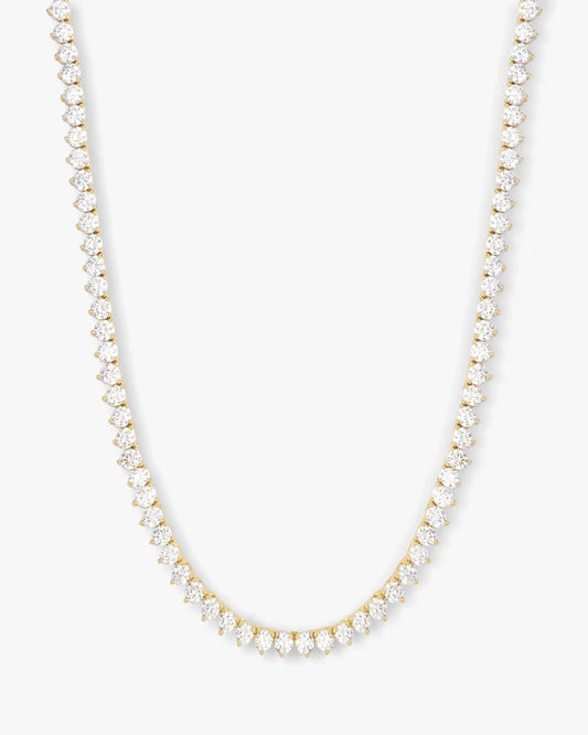 Mama Not Your Basic Tennis Necklace 16"- Gold|White Diamondettes