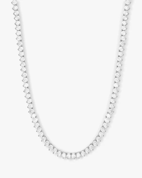 Mama Not Your Basic Tennis Necklace 16"- Silver|White Diamondettes