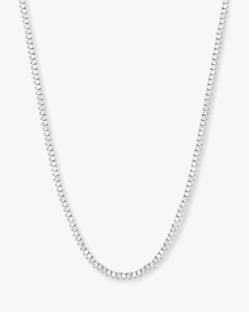 Baby Not Your Basic Tennis Necklace 18"- Silver|White Diamondettes