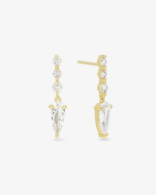 She's Arrived Drop Earrings- Gold|White Diamondettes