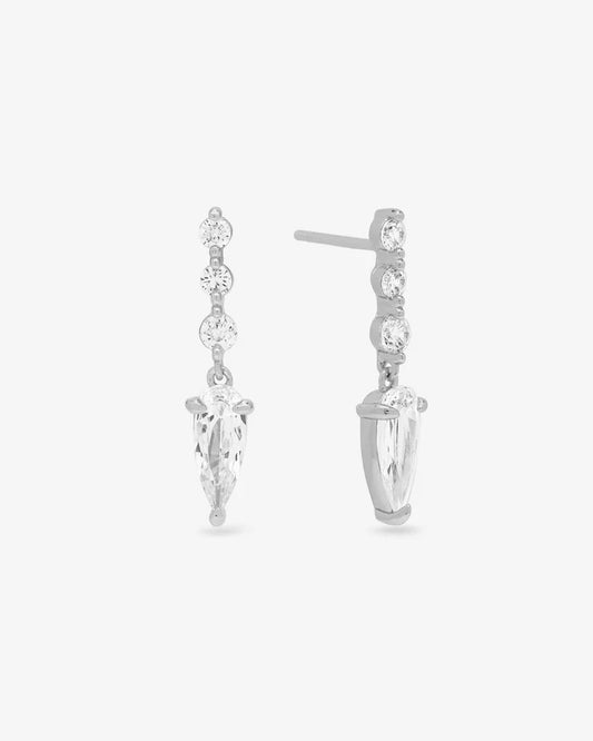 She's Arrived Drop Earrings- Silver|White Diamondettes