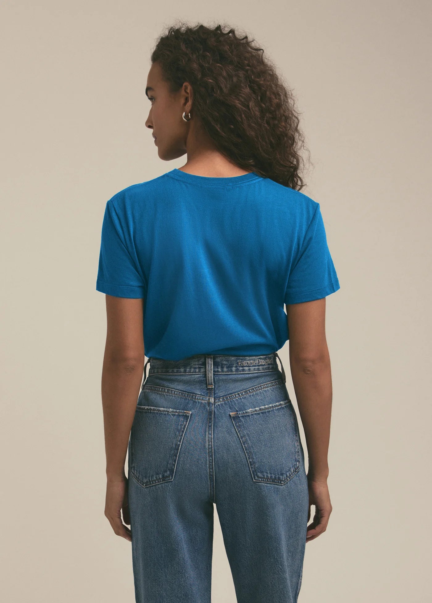 The Cropped Colligate Tee- Sapphire