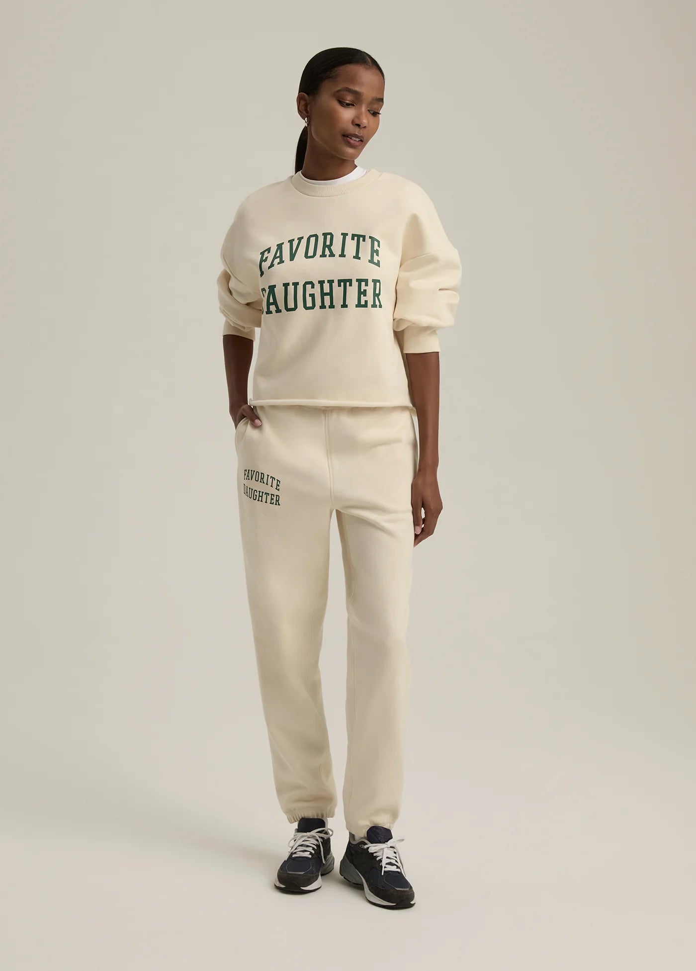 The Cropped Collegiate Sweatshirt- Cream