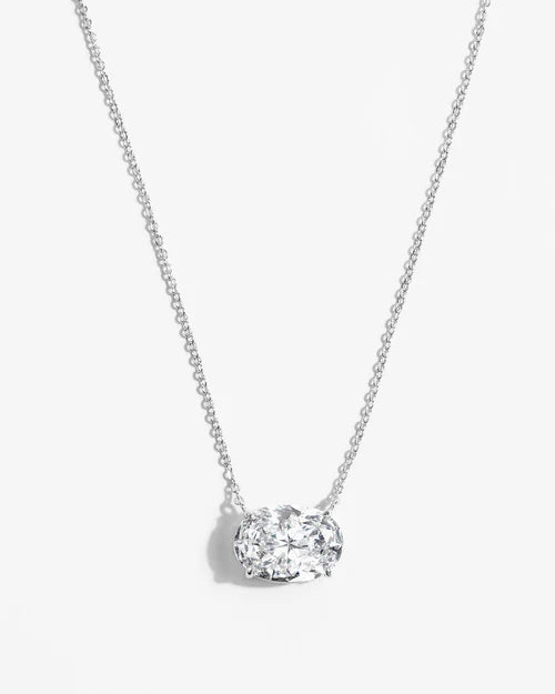 Hello Gorgeous! Necklace- Silver|White Diamondettes