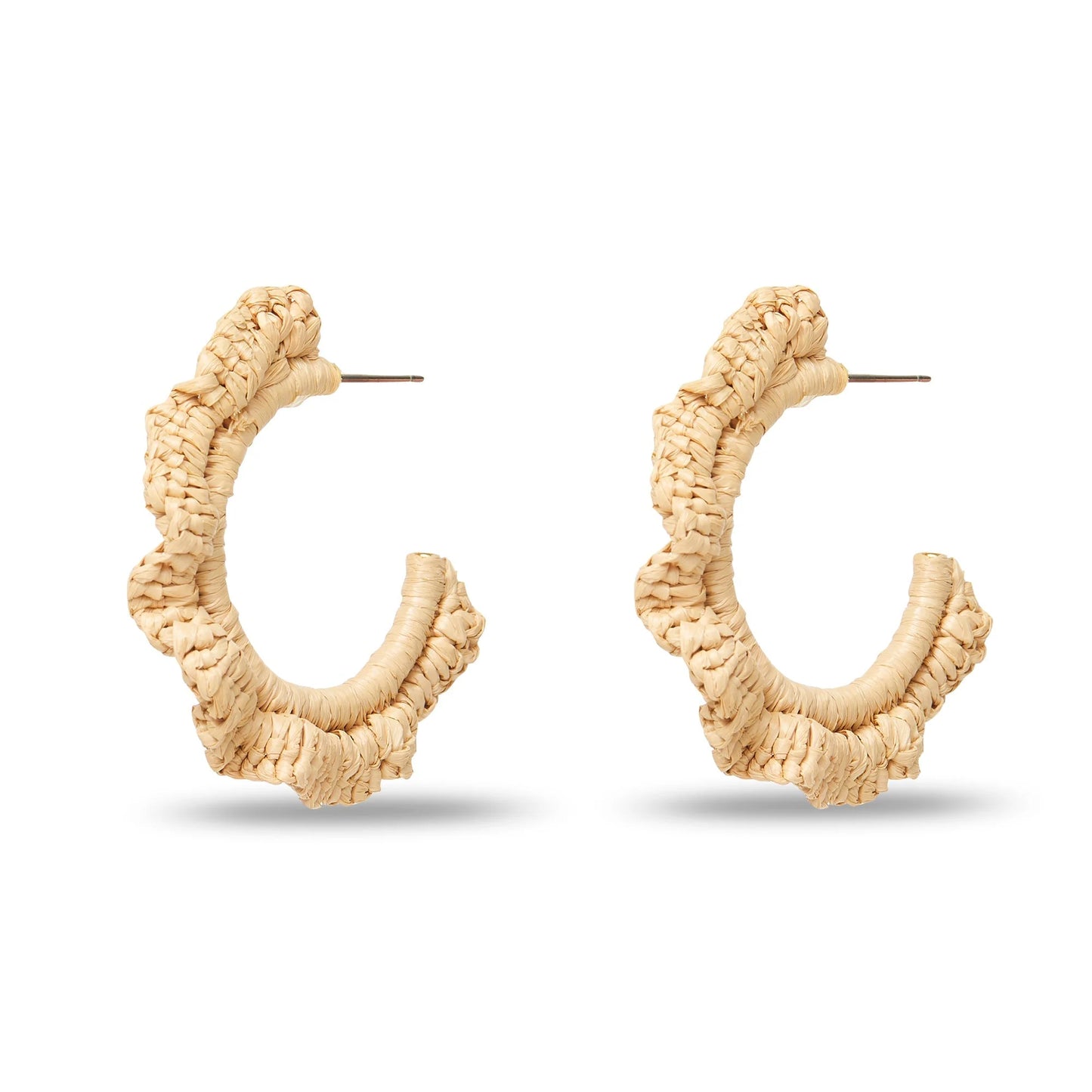 Natural Ruffle Raffia Hoop Earrings